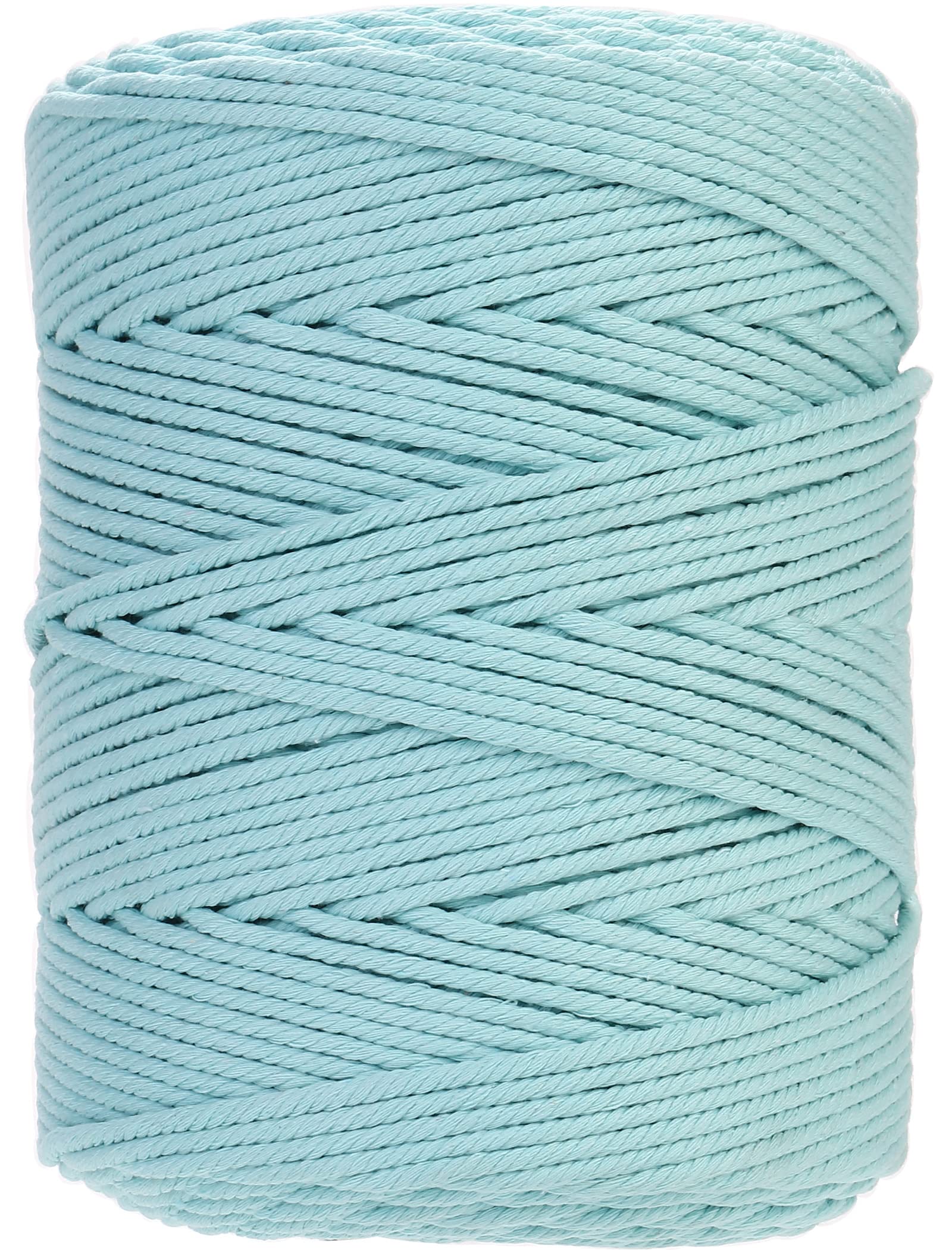 GOHOF 4mm x 300m Premium Cotton Macrame Rope, 4 Strand Twisted Soft Cotton Cord, Perfect for Macrame Art, Cyan