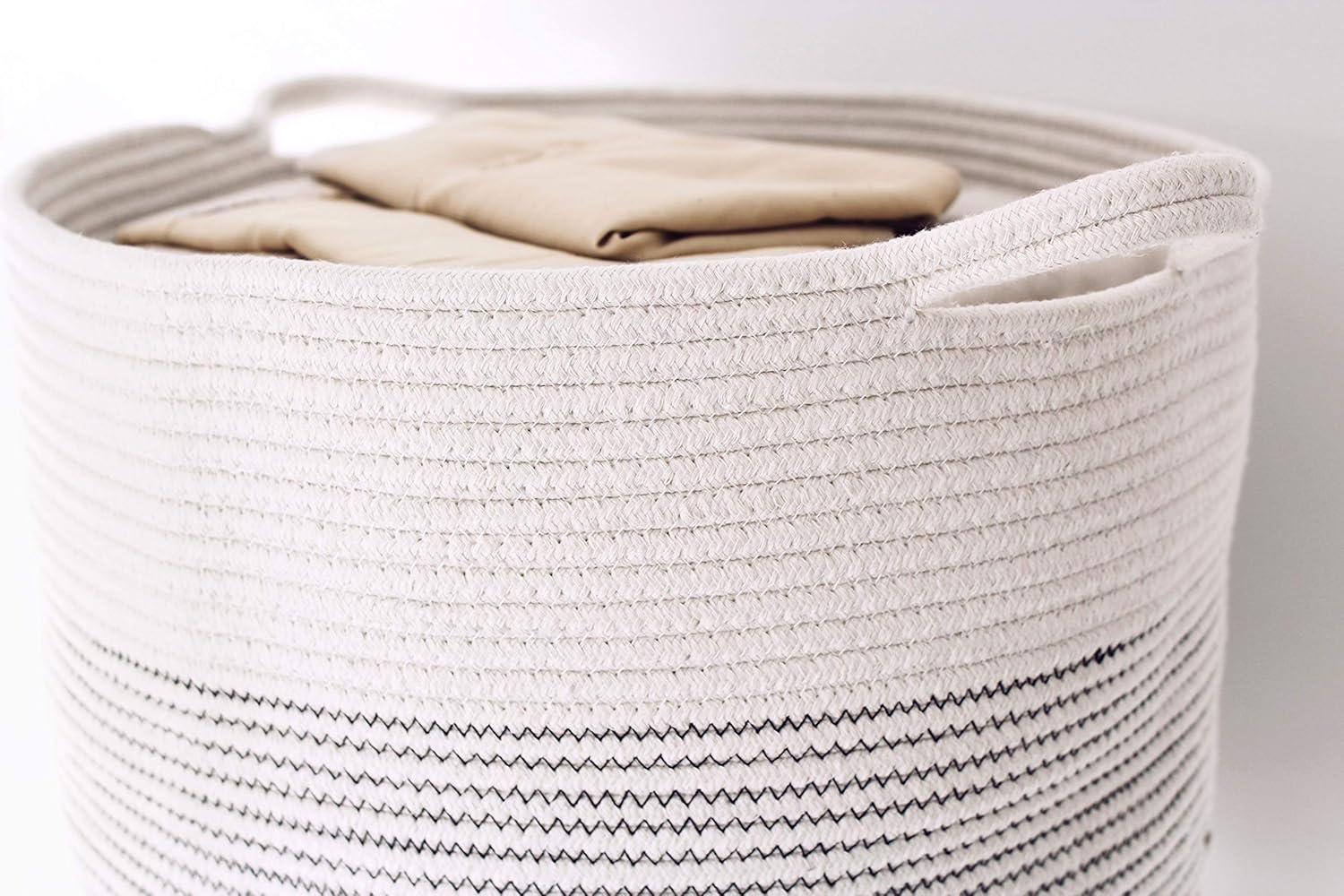 Cotton Pottery Extra Large Woven Blanket Basket 15” X 17” Decorative