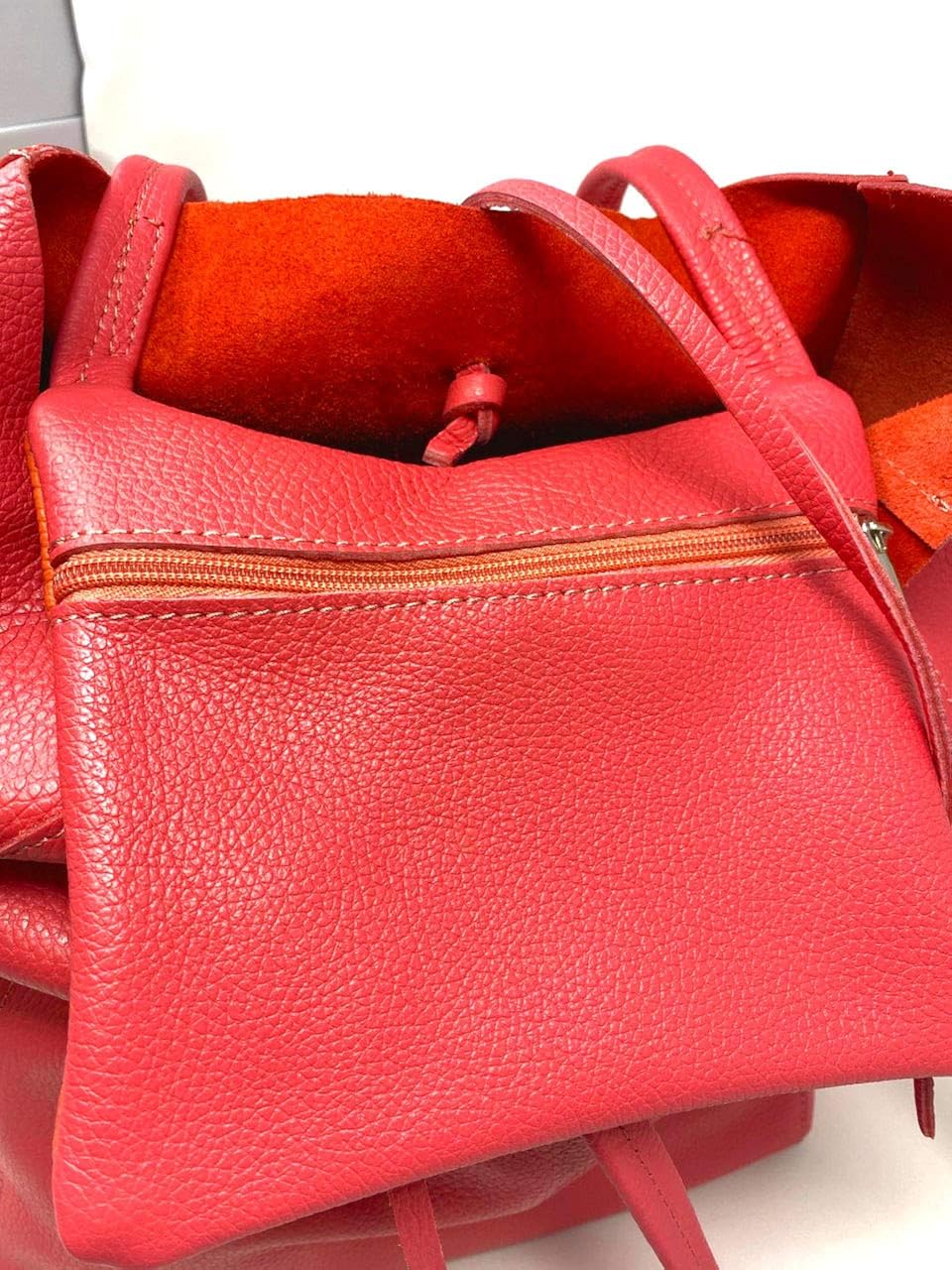 LeahWard Large Hobo Shoulder Bag, Women's Genuine Italian Hand Made Shoulder Bags, A4 College School Work Business Bags (Red) - Image 5