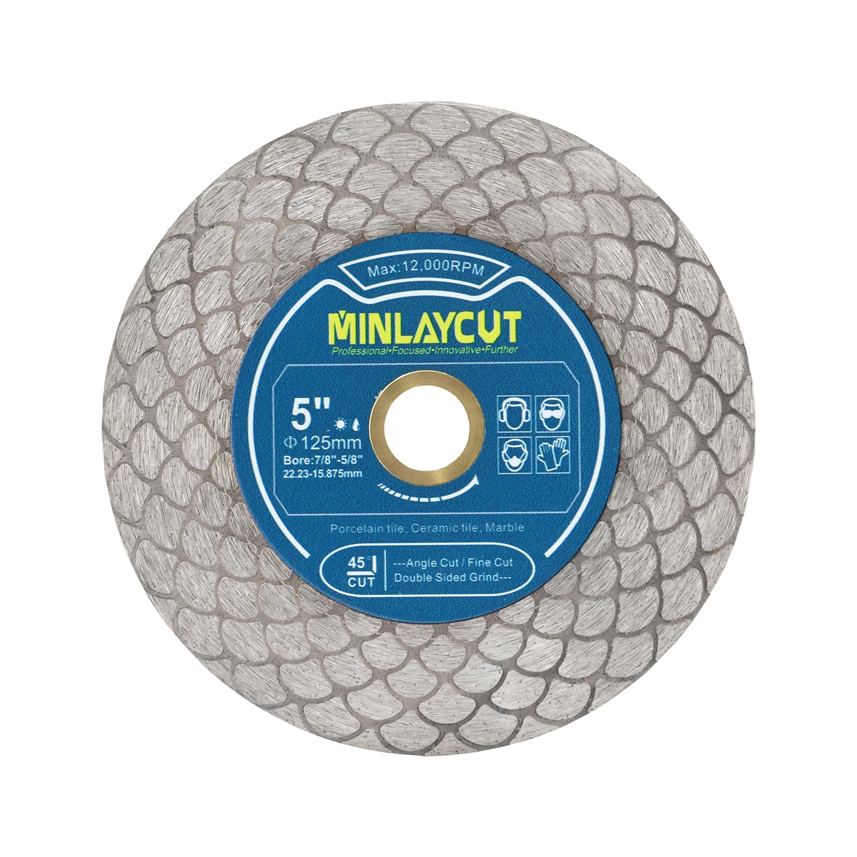 125mm Diamond Tile Cutting Disc - MINLAYCUT Diamond Blade Porcelain Tiles Grinding Disc 5" for Cutting and Grinding Porcelain Ceramic Tile Marble Artificial Stone