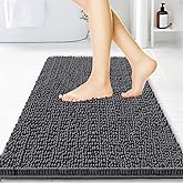 BOANKODU Bathroom Rugs 36x24, Extra Soft Absorbent Chenille Bath Rugs, PVC Backing Quick Dry, Machine Washable Bath Mats for Bathroom Floor, Tub and Shower, Home Decor Accessories,Dark Grey
