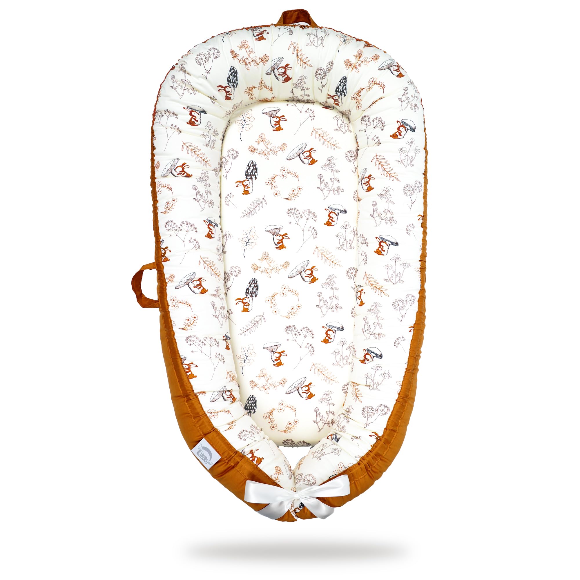 EAQ Baby Lounger Baby Nest for Co Sleeping Baby Bassinet Soft Breathable Perfect for Newborn Gift 100% Cotton Napping or Traveling for 0-12 Months (Squirrel)