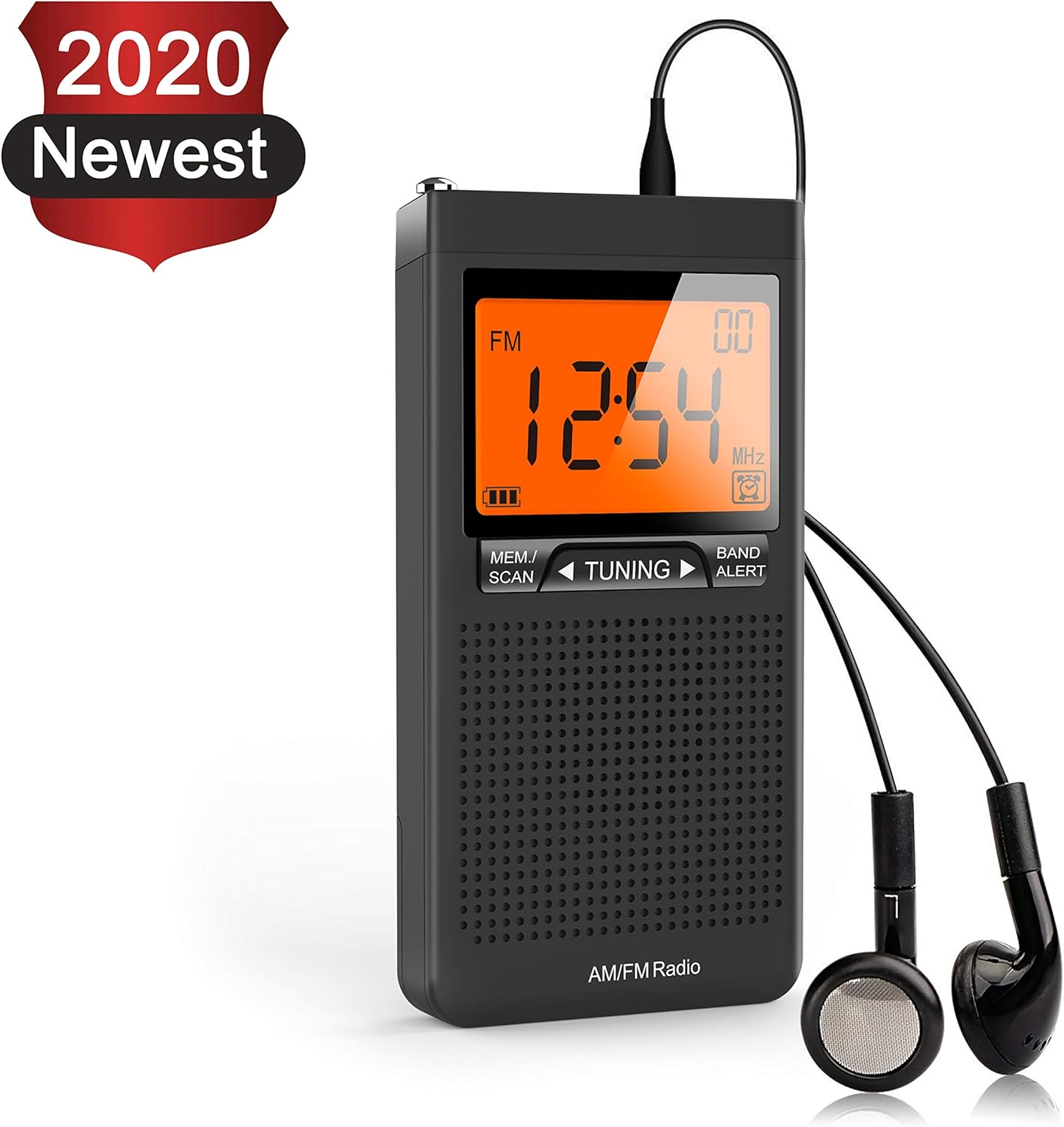 AM FM Portable Radio Personal Radio with Excellent Reception Battery Operated by 2 AAA Batteries with Stero Earphone, Large LCD Screen, Digtail Alarm Clock Radio: Home Audio & Theater