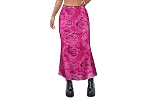Avanova Women Ditsy Floral Bohemia Mesh Mermaid Skirt High Waist Summer Midi Skirts