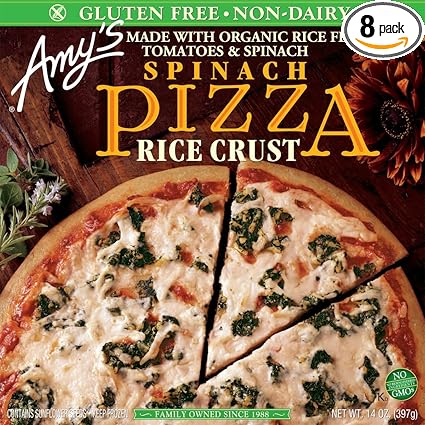 Amys Spinach Pizza With Rice Crust Organic 14 Ounce Boxes Pack Of 8