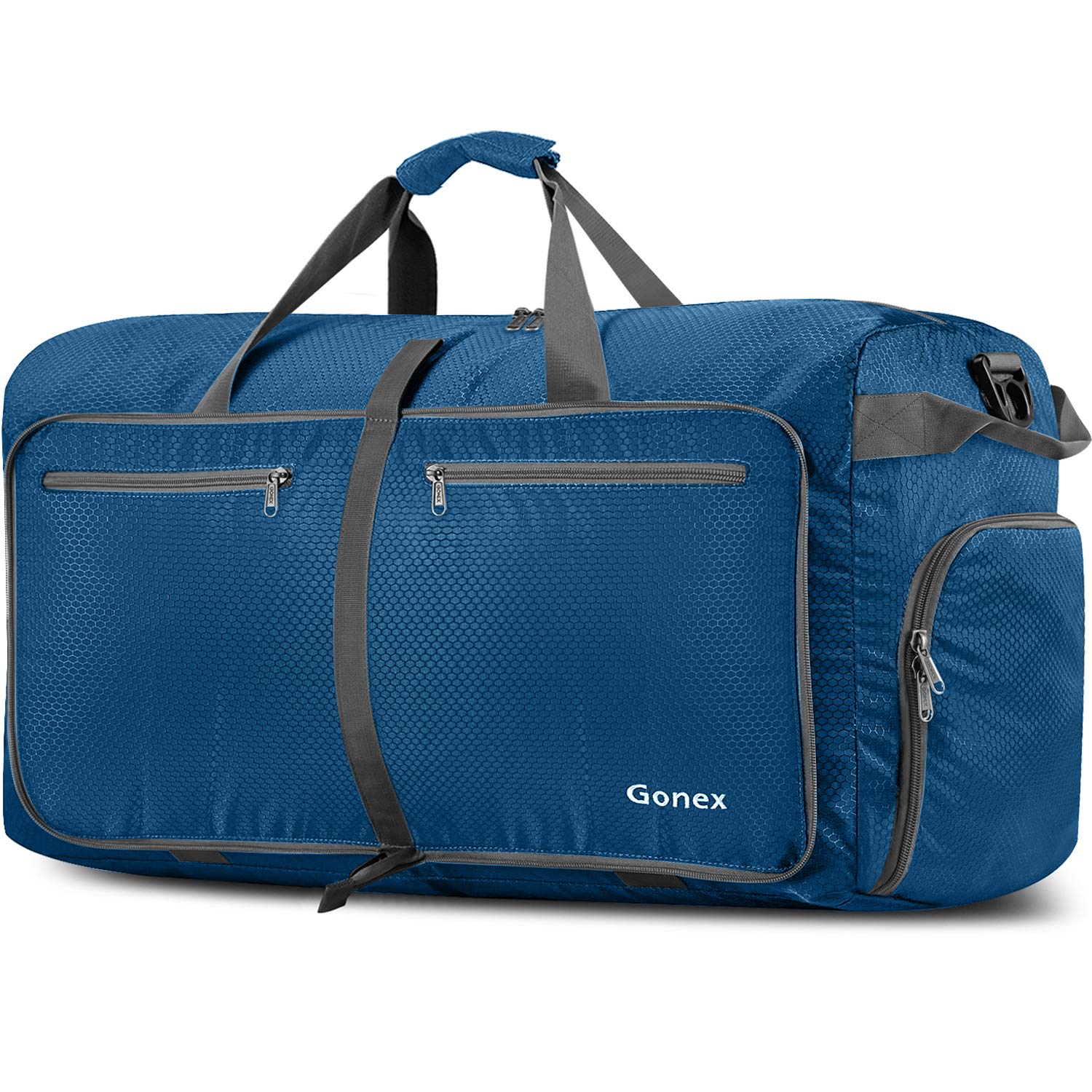 Gonex 150L Large Foldable Travel Duffle Bag with Shoes Compartment, Packable Lightweight Water Repellent Holdall Bag for Camping Gym Weekender Bag Deep Blue