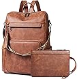 Shrrie Vegan Leather Laptop Backpack for Women 15.6 inch Work Backpack Fashion Travel Backpack Purse for Travel College Work