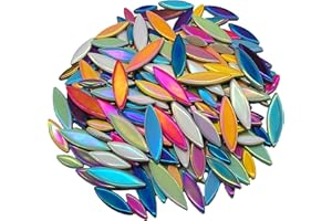 EDFLIFE Ceramic Mosaic Tiles for Crafts, Assorted Leaf Petal Ceramic Tiles for Crafts, 1.1lb Glazed Mosaic Tiles for Mosaic Making Kits Adult DIY Hobbies Children Handmade Home Decoration