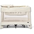 4moms Breeze Plus Portable Playard with Removable Bassinet and Baby Changing Station, Easy One-Handed Setup, Birch
