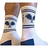 PBF Pickleball Socks for Men & Women, Athletic Crew & Quarter Length, Moisture Wicking Dri Fit Cotton, Tennis Squash Padel