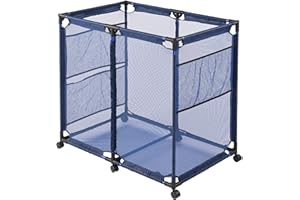Yescom 36"x24"x35" Mesh Pool Storage Bin Netting Organizer Rolling Storage Cart Metal Frame Float Goggles Container Backyard Garage