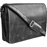 Leather Messenger Bag for Men 16" Full Grain Leather Laptop Bag Vintage Crossbody Office Satchel Travel Shoulder Bag