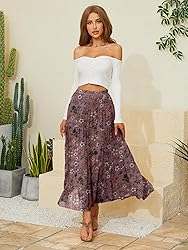 NASHALYLY Women's Chiffon Elastic High Waist