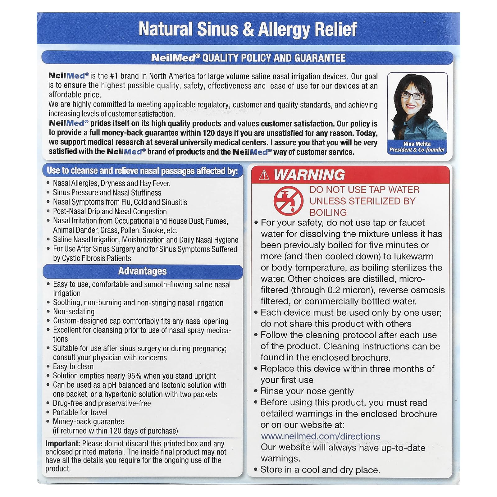 NeilMed Sinus Rinse - A Complete Sinus Nasal Rinse Kit, 50 count (Pack of 1) Count may vary