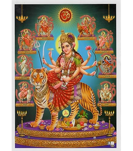 Vintage schilderij Durga - Hindi & Bindi