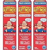 Boudreaux&rsquo;s Butt Paste Maximum Strength Diaper Rash Cream, 4 Oz, Pack of 3 | Diaper Cream for Baby, Ointment With Zinc Oxide, Fast Relief, Overnight Protection, Moderate to Irritated Diaper Rash