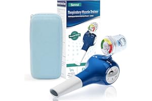 Sonmol Breathing Trainer with Travle Case, Needle Manometer for MEP Test, Portable Lung Trainer with 5 Resistance Levels, Breathing Exercise Device for Lungs