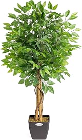 CHRISTOW Artificial Ficus Tree 4ft with PEVA Leaves Natural Trunk