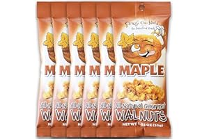 CRAZYGONUTS Crazy Go Nuts Walnuts Maple - Glazed Walnuts, Healthy Snacks, Vegan, Low Carb, Gluten Free, Superfood - Natural, Non-GMO, ALA, Omega 3 Fatty Acids, Good Fats, and Antioxidants - 1.25 Oz, 6-Pack