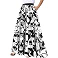 Women’s Floral Maxi Skirt – Chiffon High Waisted Long Skirt For Summer & Beach | Elastic Waist