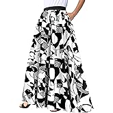 Afibi Women African Skirt Printed Ankara Maxi Skirt Dashiki Long Skirts with Pockets