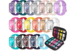 ANPEXOLITE 18 Pack Sport Band Compatible with Apple Watch Bands 40mm 41mm 38mm 46mm 45mm 44mm 42mm 49mm for Women Men, Soft Silicone iWatch band with Watch Band Storage Case for iWatch Ultra Series10 9 8 7 6 5 4 3 2 SE