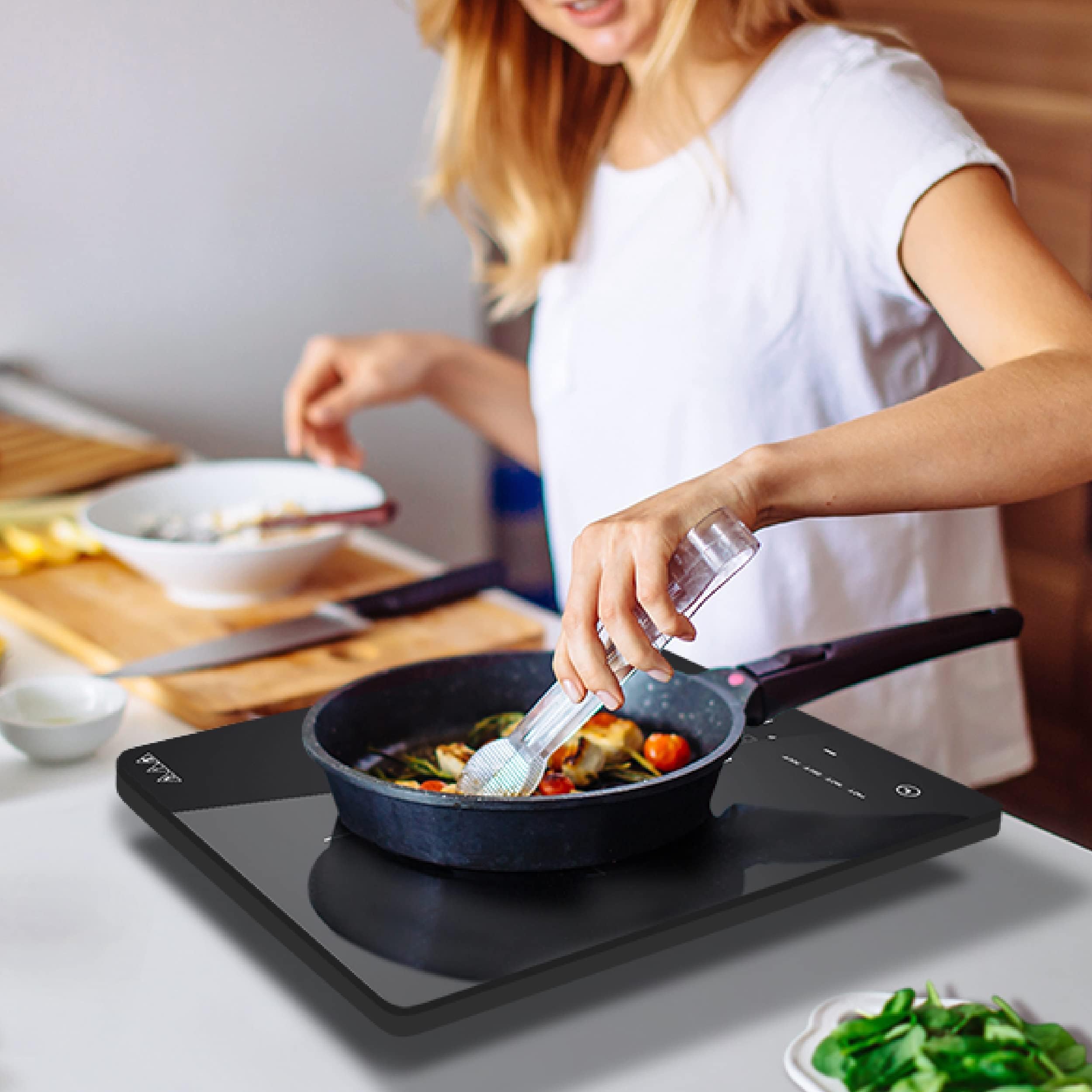 CDV 1800W Portable Induction Cooktop, Ultra Slim Single Electric Countertop Burner with Sensor Touch and Digital timer ETL Approved.