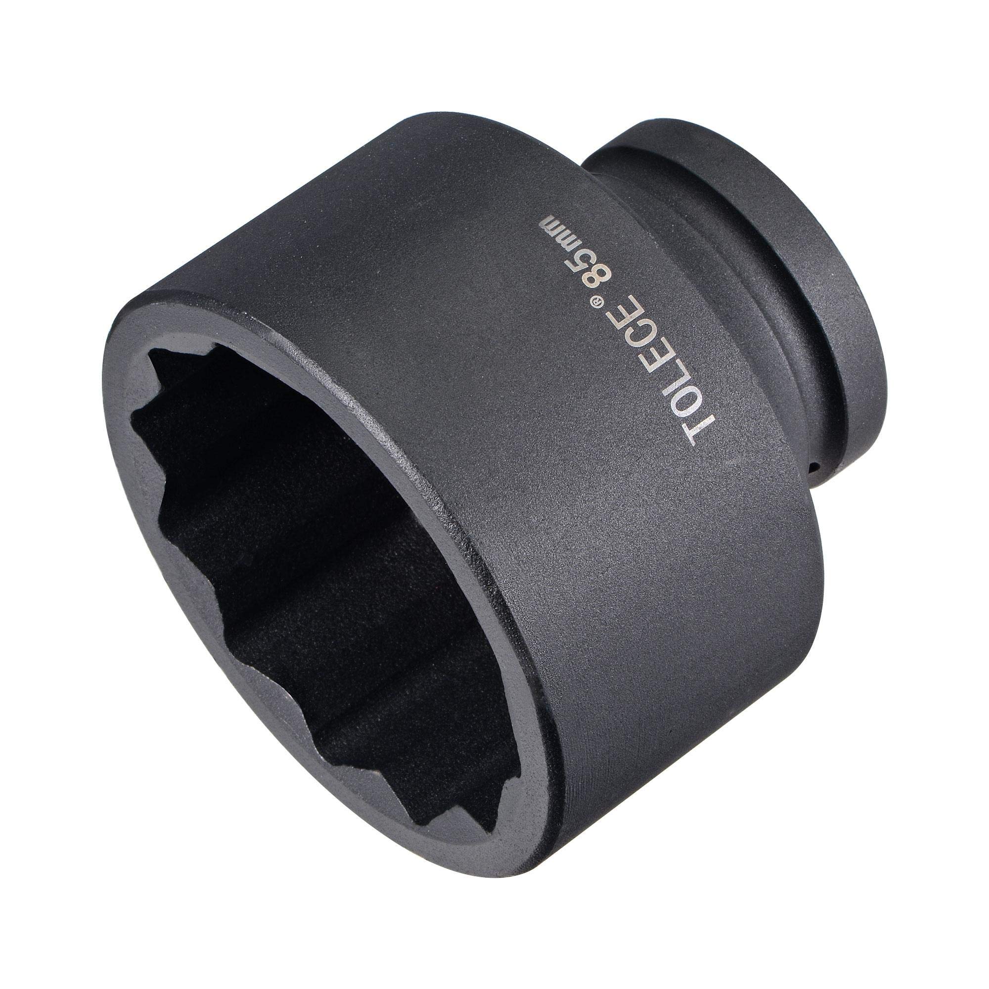 sourcing map 1-Inch Drive 85mm 12-Point Impact Socket, CR-MO Steel 102mm Length, Standard Metric Sizes