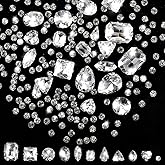 170 PCS Sew on Rhinestones, Crystal Rhinestones, 11 Mixed Shapes Glass Sew on Crystals, Metal Flatback Claw Gemstones for Crafts, Dress Embellishments, DIY Craft Shoes Dress Jewelry Making