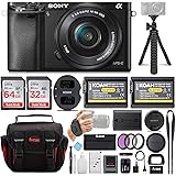 Sony Alpha ILCE-6000L/B a6000 Digital Camera with 16-50mm Lens Bundle with Accessory Bundle (Black)