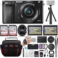 Sony Alpha ILCE-6000L/B a6000 Digital Camera with 16-50mm Lens Bundle with Accessory Bundle (Black)