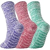JORMATT 3 Pairs Ultra Thick Grip Fuzzy Socks Non Skid Slipper Hospital Socks Unisex
