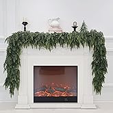 9FT Christmas Cedar Garland Artificial Real Touch Thickness Realistic Greenery Pine Garland for Mantle Fireplace Outdoor Indoor Christmas Decorations