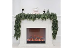 SENJIE 9FT Christmas Cedar Garland Artificial Real Touch Thickness Realistic Greenery Pine Garland for Mantle Fireplace Outdoor Indoor Christmas Decorations