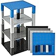 Strictly Briks Compatible with Lego Classic Stackable Baseplates, Building Bricks for Towers, Shelves, and More, Space Themed Colors, 4 Base Plates & 30 Stackers, 6x6 Inches