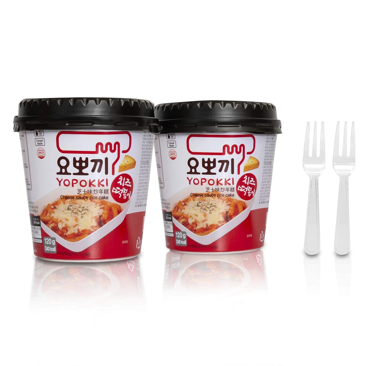 Cheese Tteokbokki Korean Rice Cake Instant (Cup of 2, Cheese Sauce) Korean Snack Tteok Tteokbokki Rice Cake 떡볶이