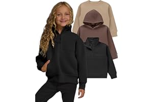 PURE CHAMP Girls Sweatshirt 3 Pack Hoodie for Teen Girls Crewneck Sweatshirt Quarter Zip hoodies Fleece Sizes 4–16 Clothing