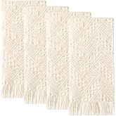 HunnmingRe 4 Pack Boho Bathroom Hand Towel 14 x 30 Inch 100% Turkish Cotton Decorative Boho Kitchen Hand Towel Farmhouse Bathroom Decor Set Absorbent Soft Guest Tea Gift(Cream White)