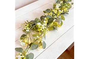 Hoolight Artificial Eucalyptus Leaves Foliage String Lights 6.6Ft 20 LED Fairy Leaf Lights Warm White Greenery Vines Garland 