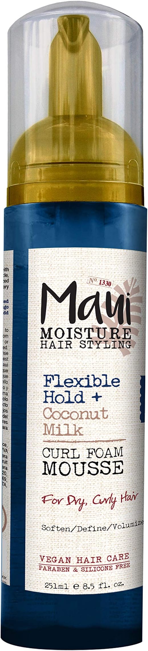 Maui Moisture Flexible Hold + Coconut Milk Curl Foam Mousse, for Curly Hair Styling, No Drying