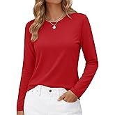 YUCOLEN Long Sleeve Shirts for Women Cotton Crewneck Casual T-Shirts Soft Basic Tee Long Sleeve Tops