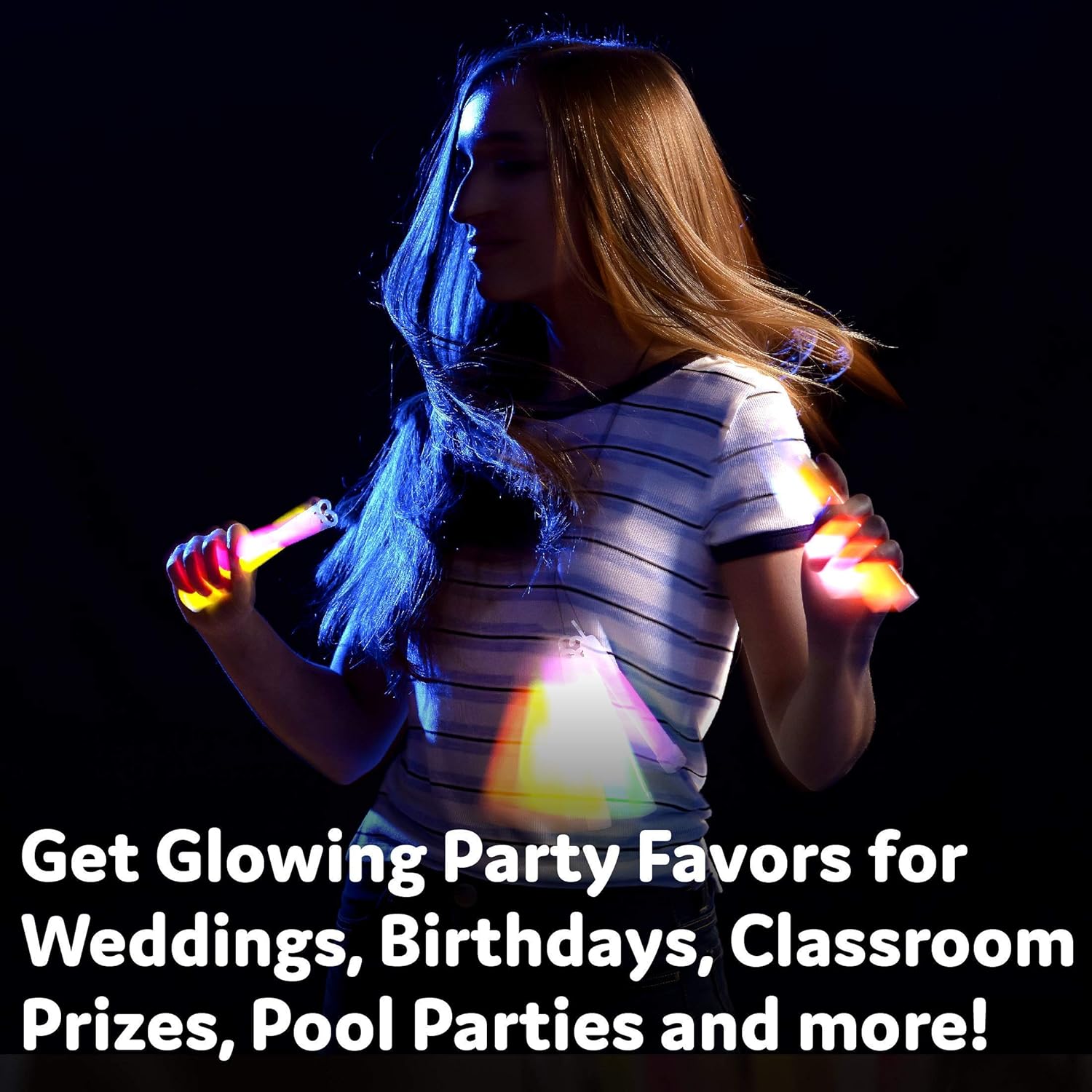 PartySticks Glow Sticks Bulk 25Pc Party Pack - 6 Inch Glow in the Dark Sticks Party Favors, Glow Necklaces Party Supplies and Halloween Decorations: Toys & Games