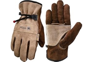 WZQH Leather Work Gloves for Men or Women. Large Glove for Gardening, Tig/Mig Welding, Construction, Chainsaw, Farm, Ranch, etc. Cowhide, Cotton Lined, Utility, Firm Grip, Durable. Coffee-grey L