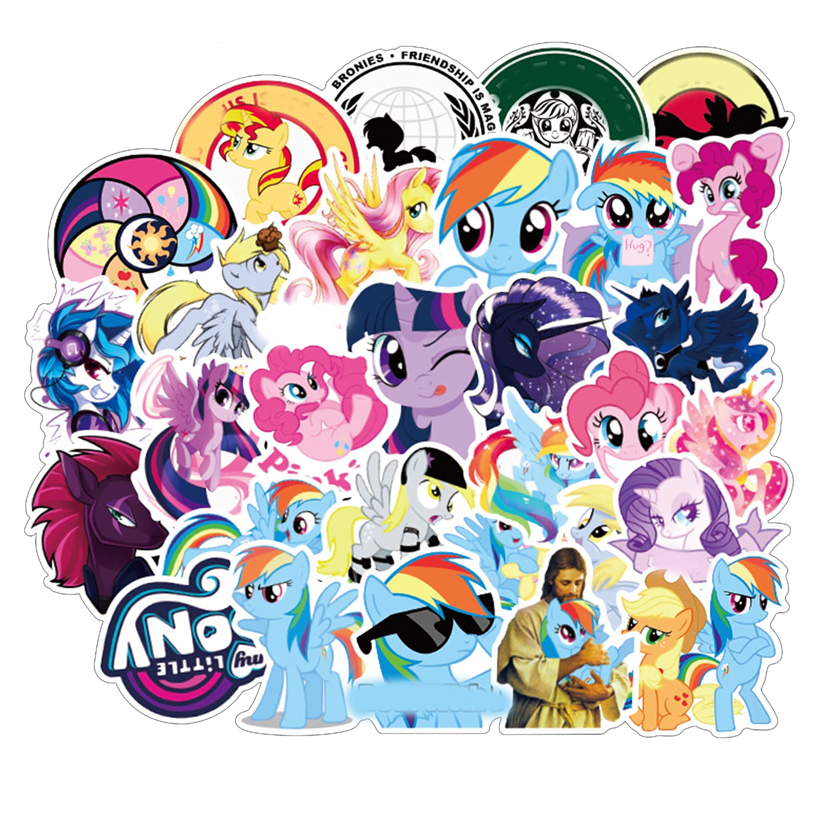 50Pcs Cute Cartoon My Little Pony Theme Vinyl Waterproof Stickers for Water Bottle Cup Laptop Guitar Car Motorcycle Bike Skateboard Luggage Box Graffiti Patches CJKT