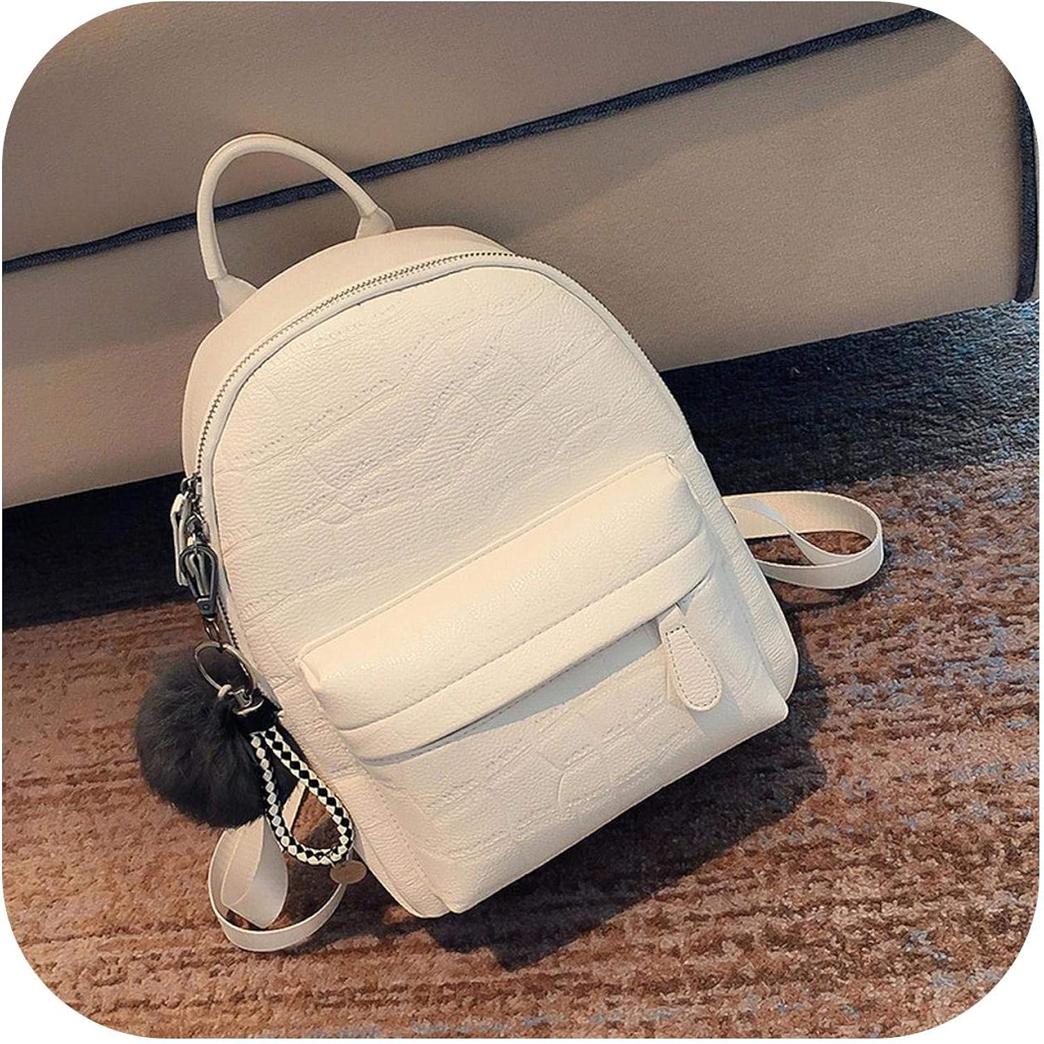 Hopereo Mini Mochilas Mujer Piel Pu Linda Pequeña Mochila Mujer Blanca