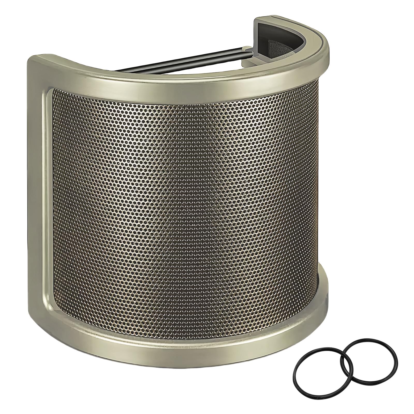 U-tech Upgraded Three-Layer Microphone Pop Filter with Elastic Mesh, Foam & Etamine Layers - Perfect Mic Windscreen Cover and Handheld Shield Mask for Vocal Recording YouTube Videos Streaming(Gold)