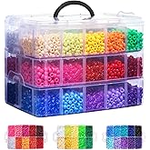 Simetufy 10000Pcs Pony Beads Bulk, 30 Colors Rainbow Kandi Beads for Hair Braiding Bracelet Making Kandi Jewelry Key Chains DIY Crafts Valentine' s Day Romantic Gifts Christmas Gifts (Stack Box)