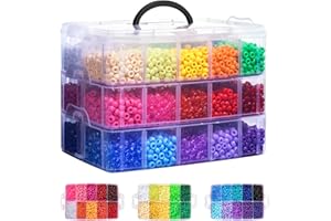 Simetufy 10000Pcs Pony Beads Bulk, 30 Colors Rainbow Kandi Beads for Hair Braiding Bracelet Making Kandi Jewelry Key Chains DIY Crafts Chirstmas Gifts (Stack Box)
