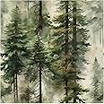 HAOKHOME Forest Peel and Stick Wallpaper Tree Wall Paper Wood Removable for Bedroom Green Contact Paper 17.7in x 9.8ft