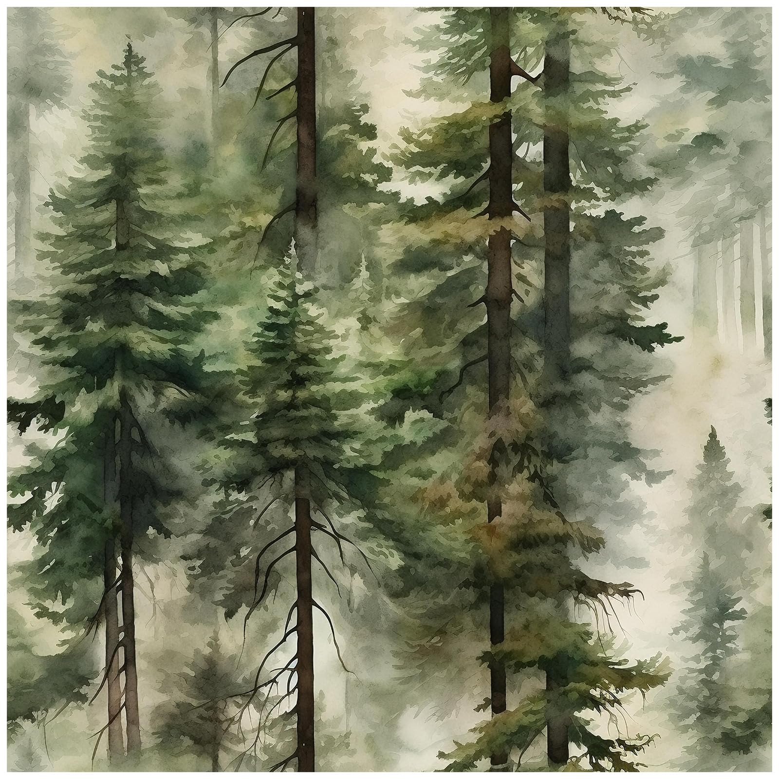 Photo 1 of HAOKHOME Forest Peel and Stick Wallpaper Tree Wall Paper Wood Removable for Bedroom Green Contact Paper 17.3in x 6.6ft